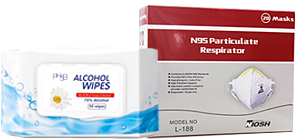 PPE alcohol wipes n95 mask